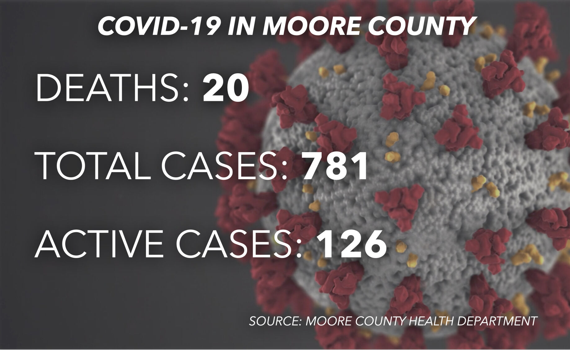 Snapshot of the coronavirus in Moore County as of July 24, 2020.